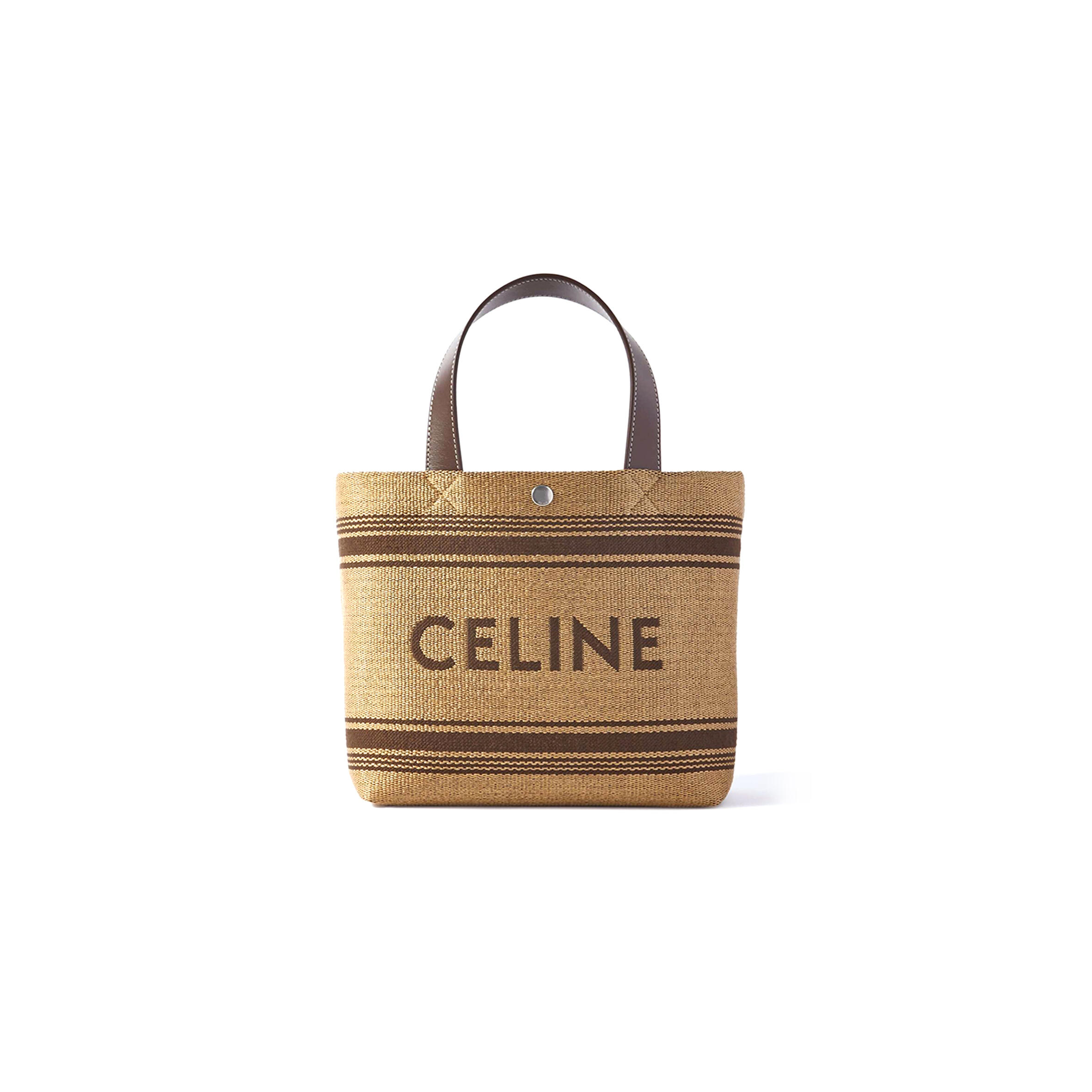 Ce**e cabas mini leather-trimmed logo-embroidered raffia tote bag 116992bzj.04lv (23*19*11cm)